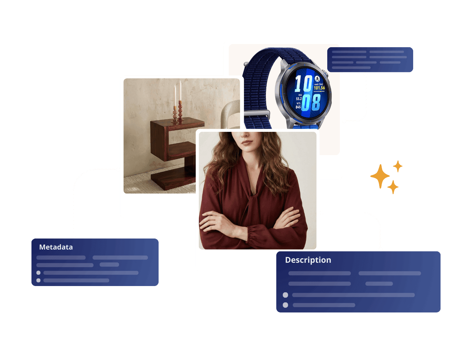 ButterflAI platform interface showing AI-optimized product catalog, automated descriptions and conversion metrics dashboard