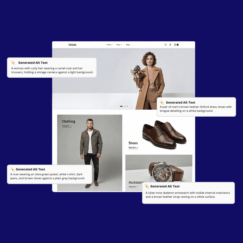 Catalog connectors for alt text generation