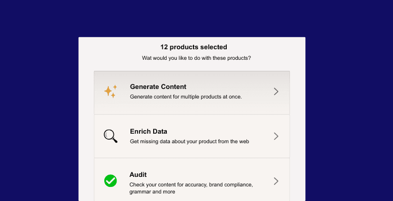Select the bulk action for a set of products