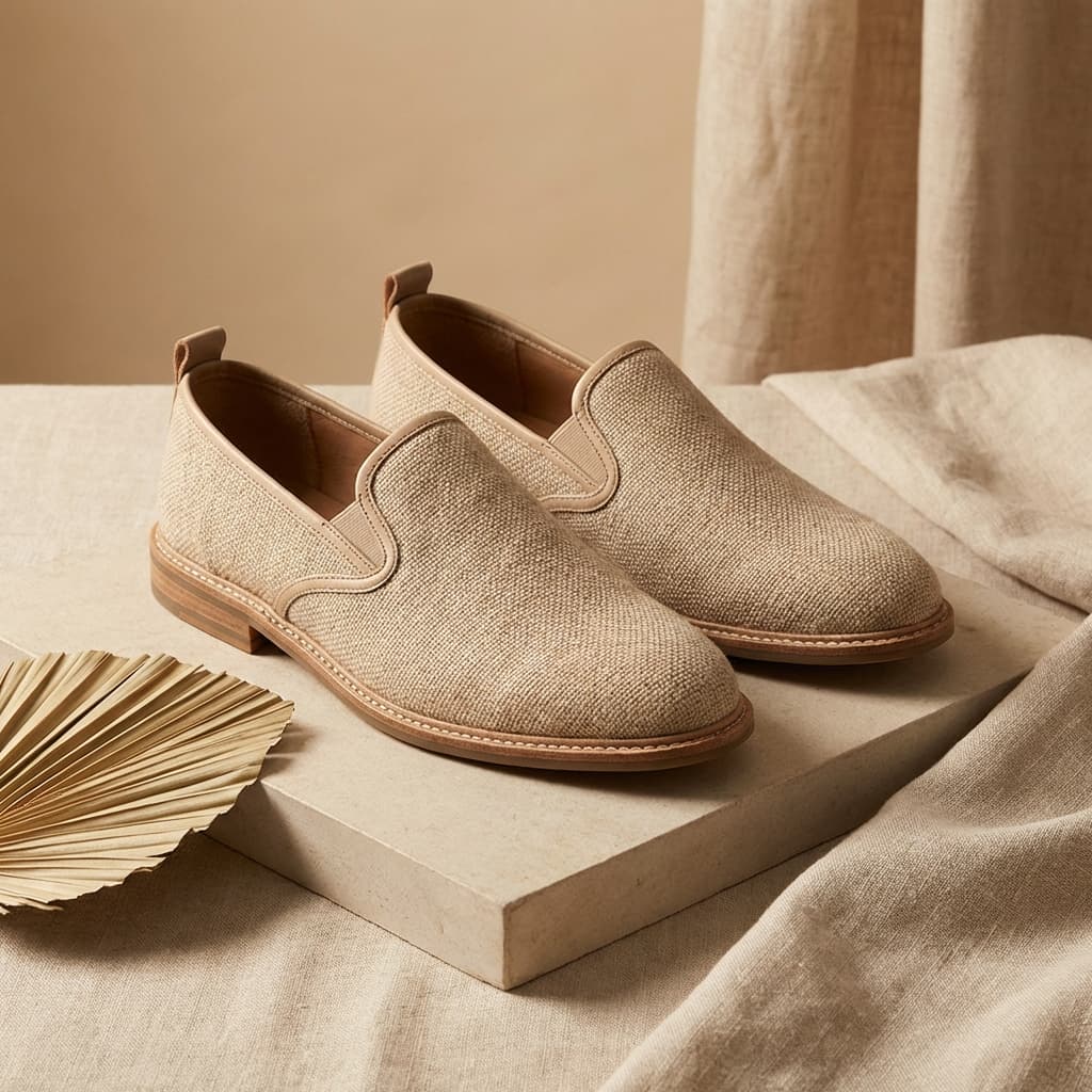 Premium luxury canvas slip-on shoes, minimalist design.