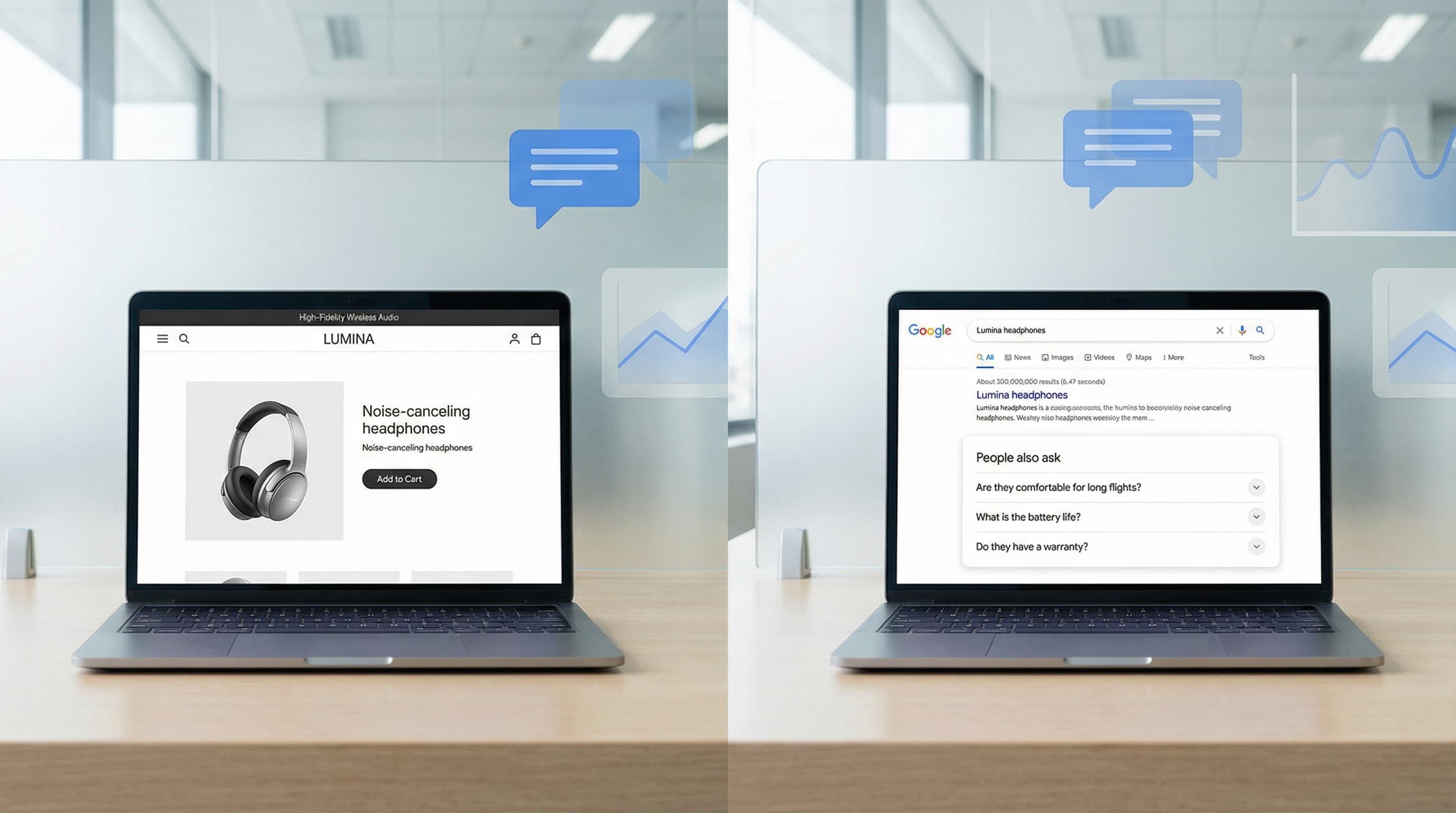 Abstract representation of FAQ schema markup for ecommerce product pages