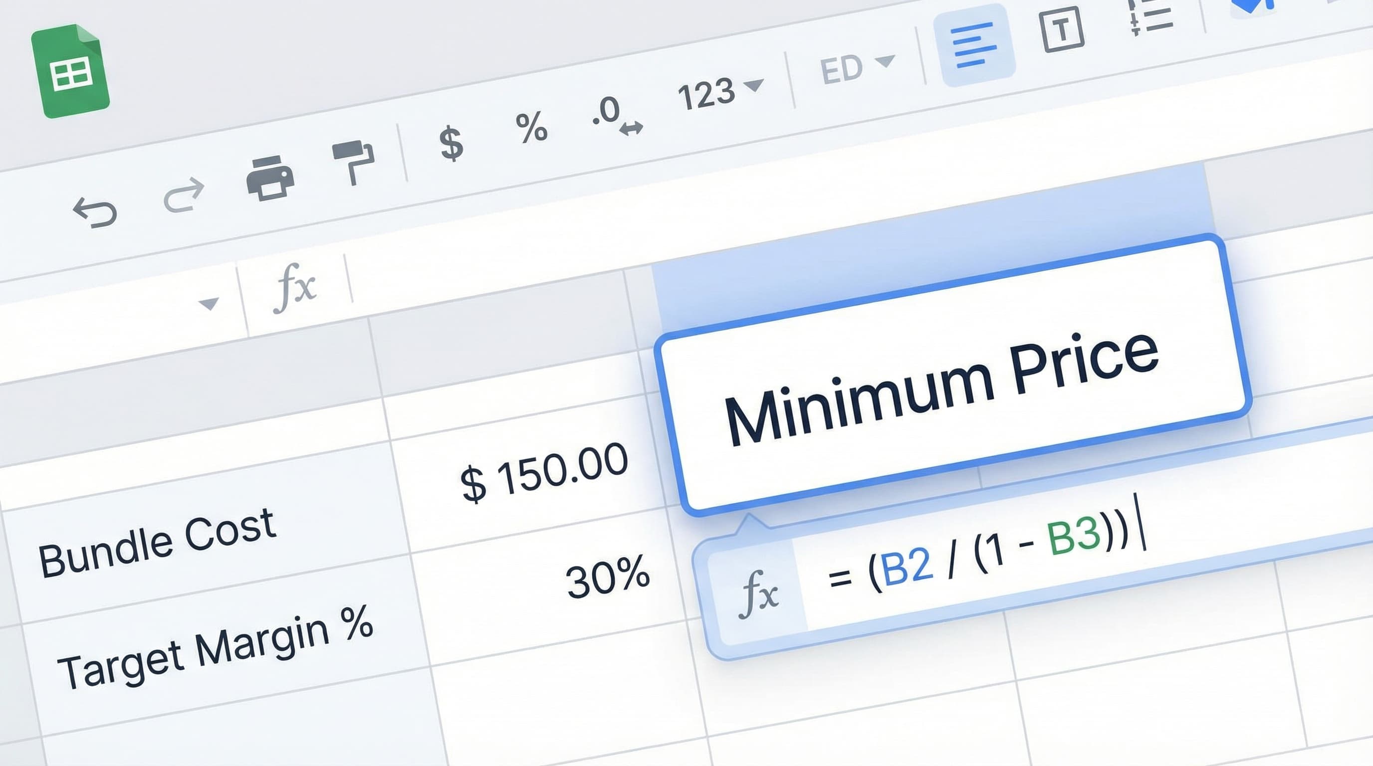 hoja de cálculo de fórmula de punto de equilibrio