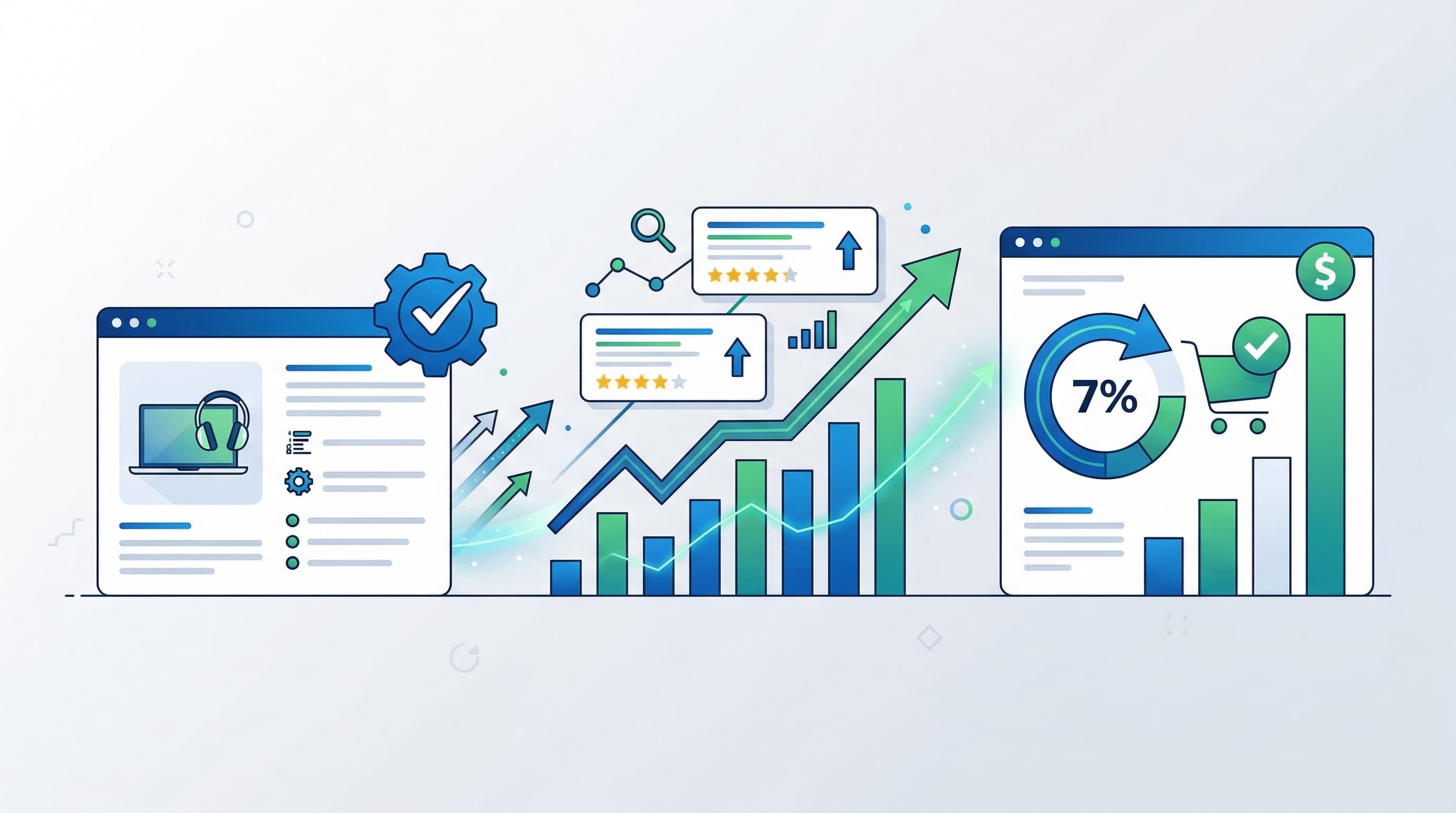 Representación visual de cómo las descripciones de producto optimizadas influyen en los rankings orgánicos y las tasas de conversión:pdp_conversion_impact