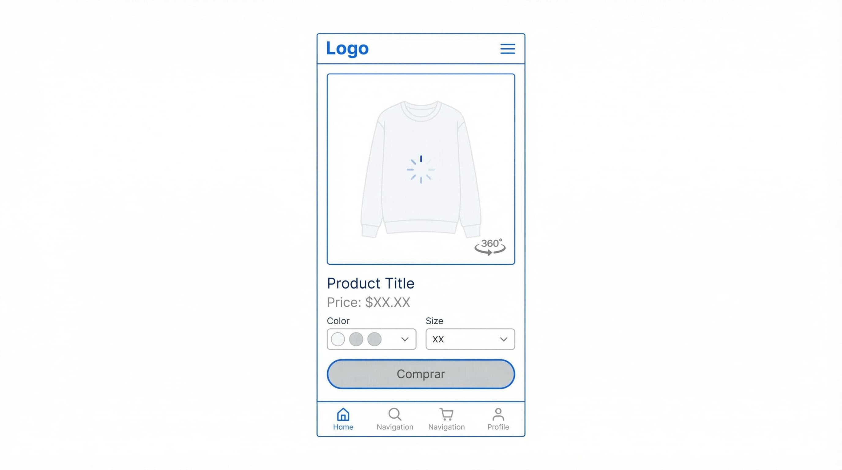 Wireframe of lazy loading on mobile for 360 video