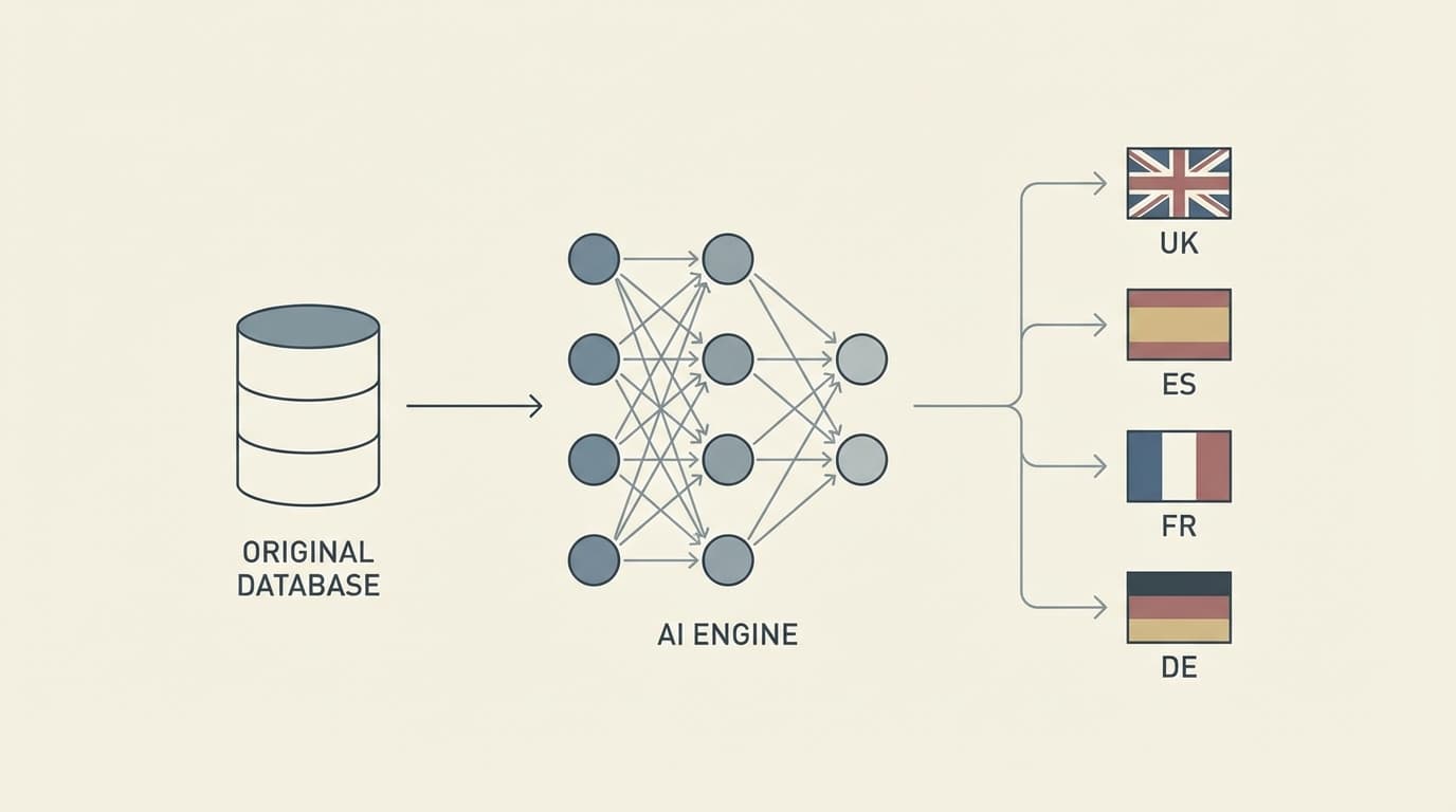 Infographic of the intelligent localization process with AI